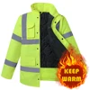 Reflective Winter Jacket Men High Visibility Hi Vis Workwear Jacket Waterproof Windproof Safety Construction Worker Clothes Men 4