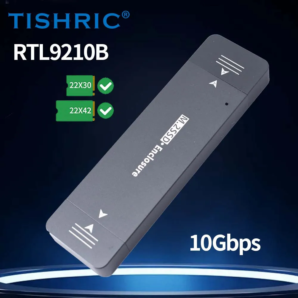 TISHRIC NVME Enclosure NGFF SSD Case for Hard Drive 1.8Inch External Case USB3.0 Type-C M2 Ngff NVMe 2230/42 SSD with for Laptop