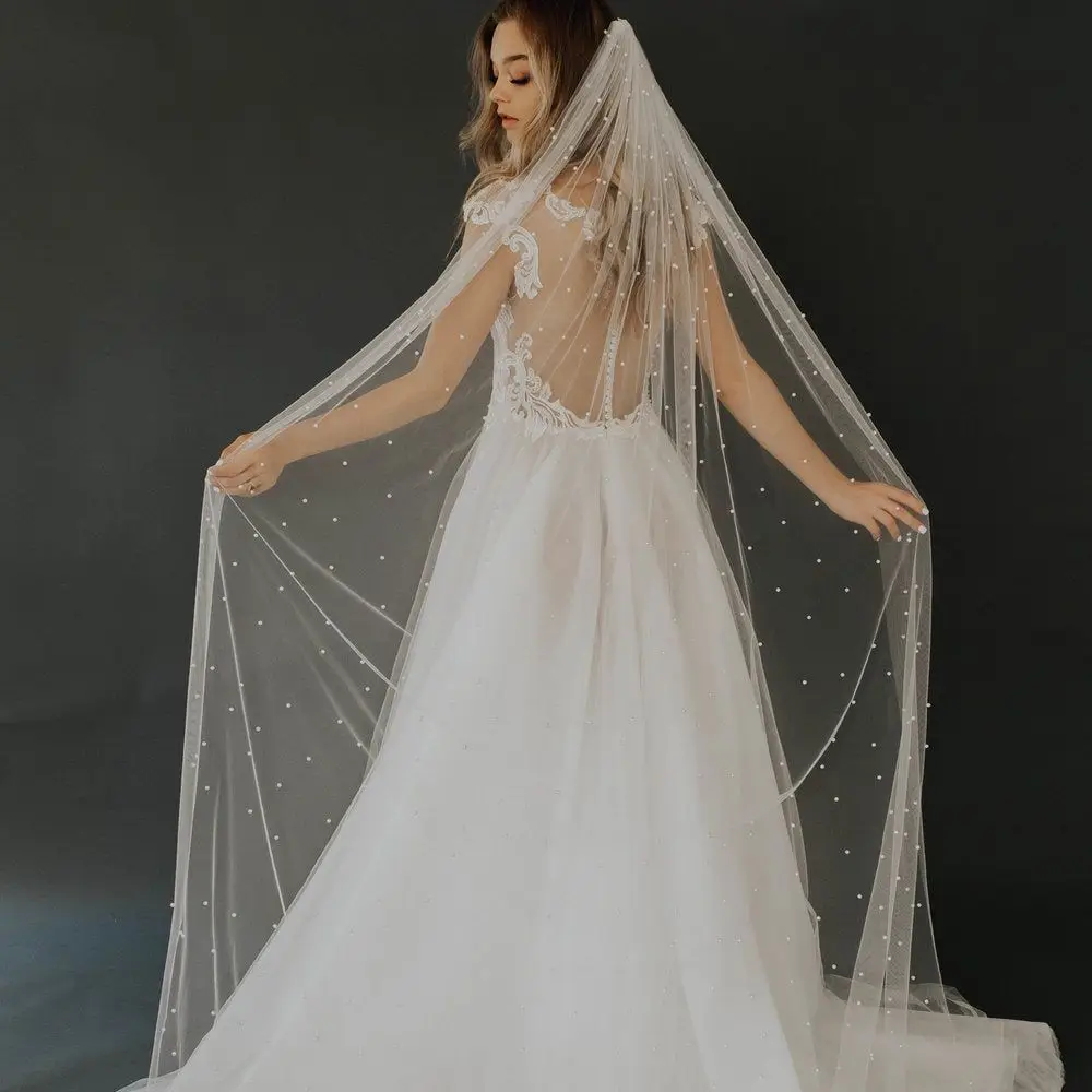 Cathedral Wedding Veil Pearls - V09 3m Long White Ivory Wedding Veil Pearls  One - Aliexpress