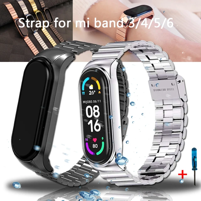 Correa para Xiaomi Mi Band 5 6 7 NFC Pulsera de metal global para Mi Band 4  Correa Pulsera de acero inoxidable para Miband 7 Correa - AliExpress