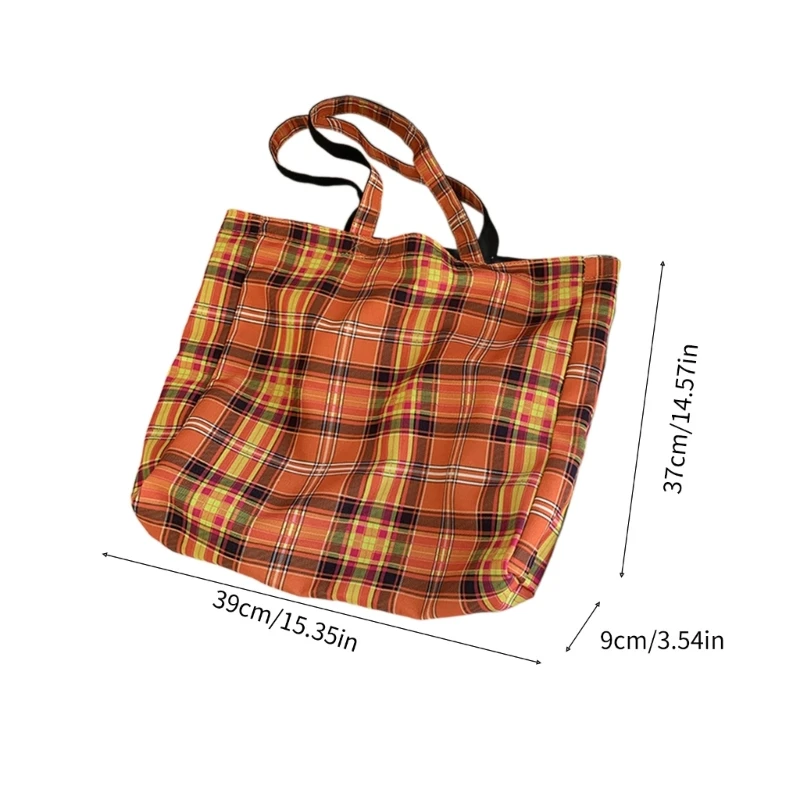 Stylish Handbag in Contrast Pattern Large Capacity Canvas Shoulder Bag Suitable for Fashion Forward Individuals E74B