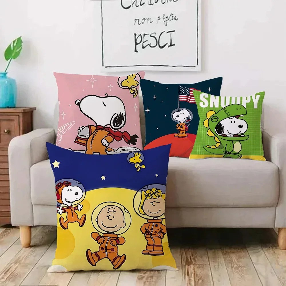 Funny Cartoon Snoopys Pillow Covers Cartoon Sofa Decorative Home Double-sided Printing Short Plush Cute Cushion Cover