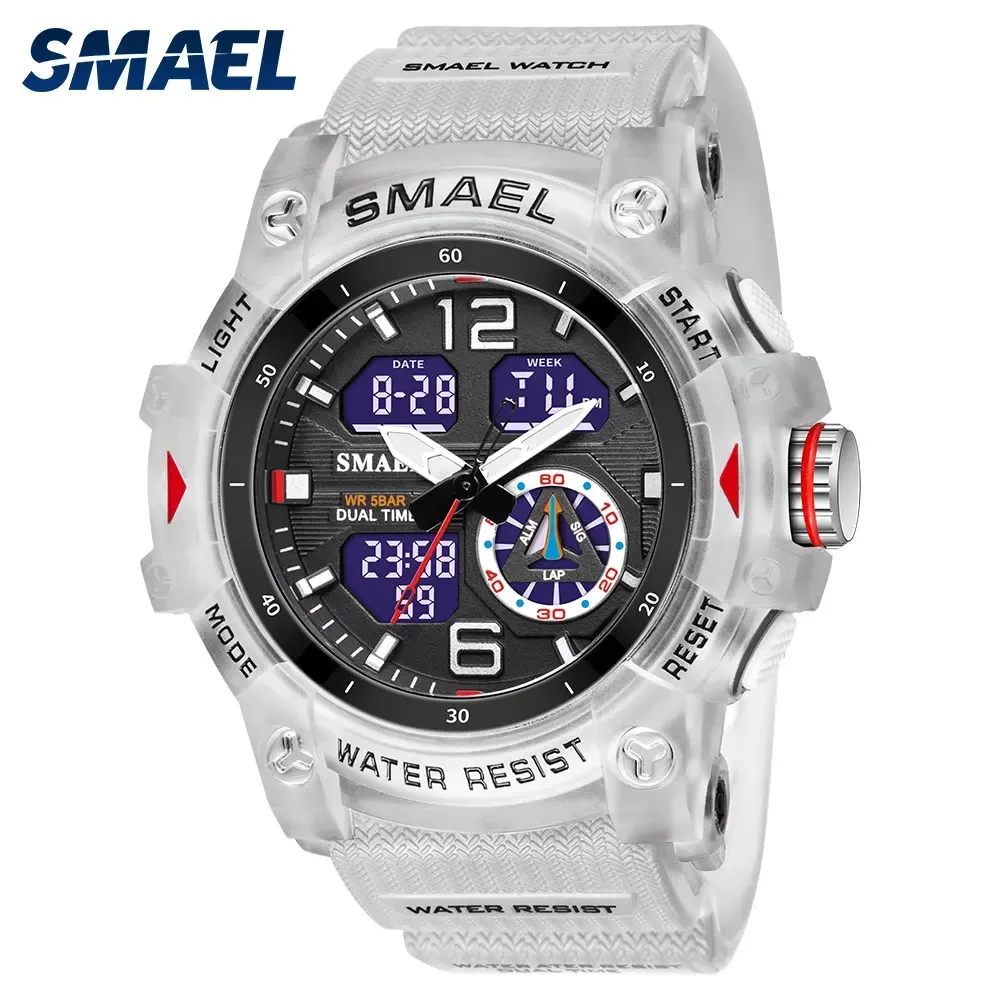 

SMAEL 8007 Military Watch Quartz Wristwatches Sport 50M Waterproof Alarm Clock Light Analog DigitalClocks Mens Watches Digital