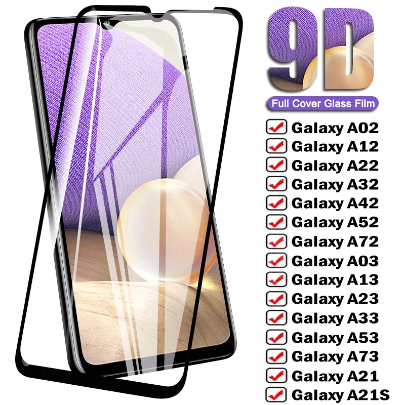

9D Защитное стекло для Samsung Galaxy A02 A12 A22 A02S A32 A42 A52 A72 A21 A21S закаленное стекло A13 A03 A23 A53 A73 A33 пленка
