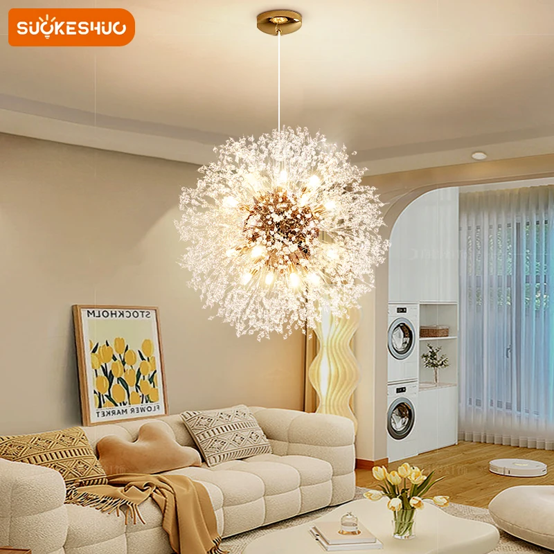

Modern Art Style Crystal Silver/Gold Dandelion LED Pendant Lamp 40-90CM Living/Dining/Bedroom Home Decoration Ceiling Chandelier