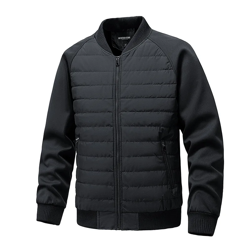 Men Black Khaki Green Solid Color Simple Basic Casual Trendy Daily Zipper Parkas Winter New Fashion American Style Male Coats