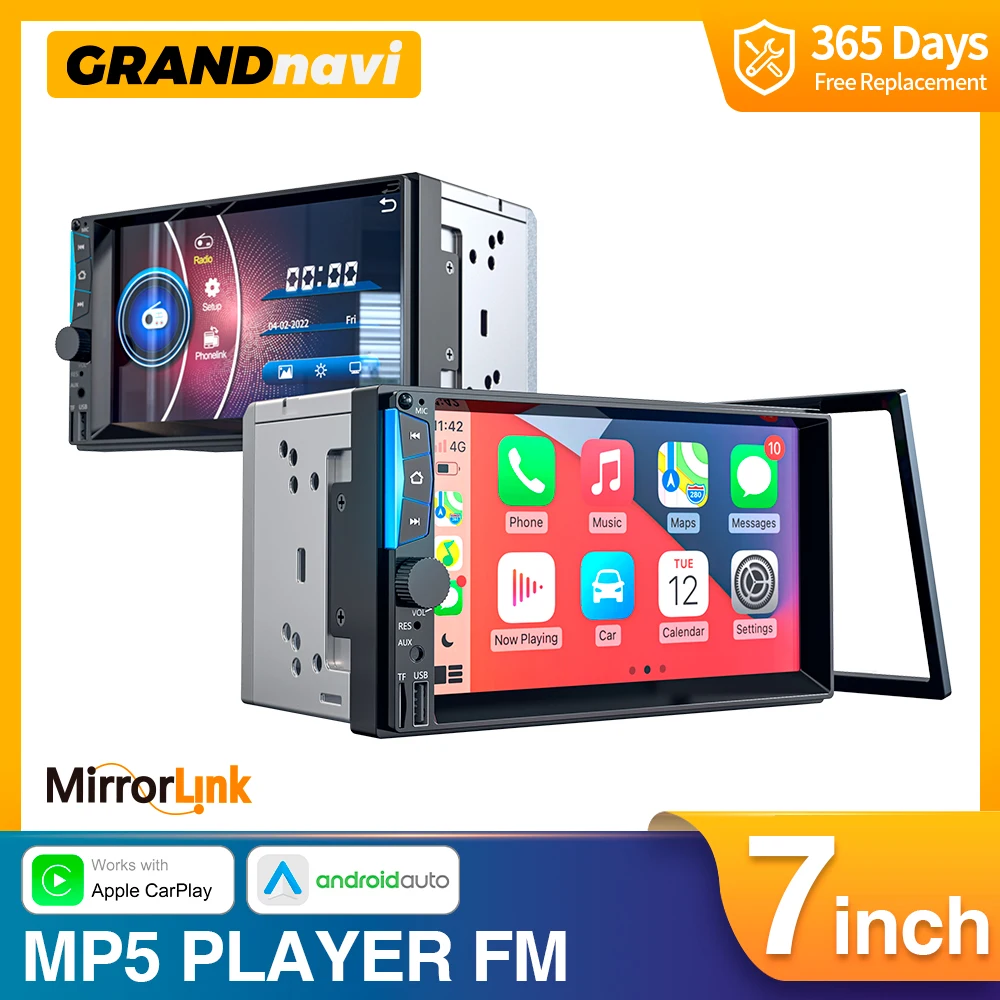 GRANDnavi Carplay Car Radio 2din Touch Screen Car Stereo Mp5 Player With Bluetooth Mirrorlink USB 2 Din Autoradio For Universal