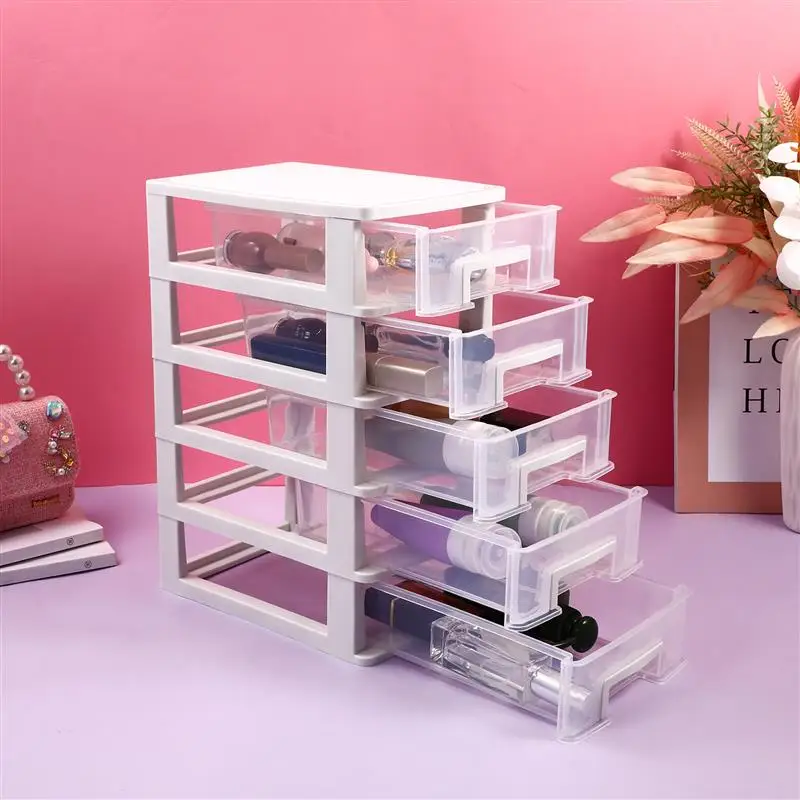 Drawer Organizers Five-Layer Storage Drawers Plastic Narrow Stackable Dustproof Desktop Case