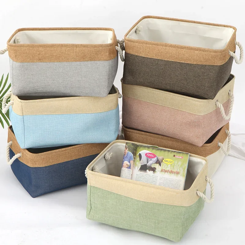 

Linen Storage Basket L/M/S 3Pcs Set of Dirty Clothes Laundry Basket Desktop Cosmetics Storage Box Handled Home Storage Bags