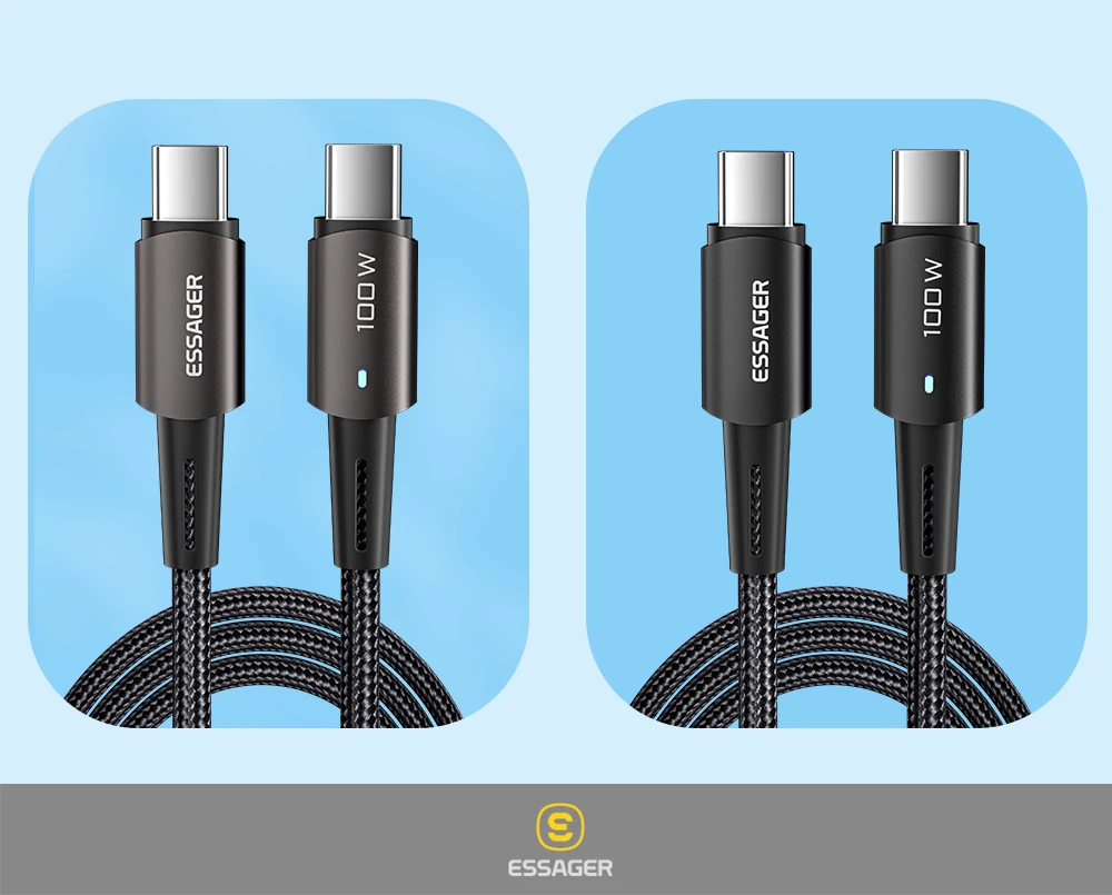 Essager pdw 60W نوع C كابل شحن سريع إلى 100 سلك محمول لشاومو و شاومو وسواكي وماك باد