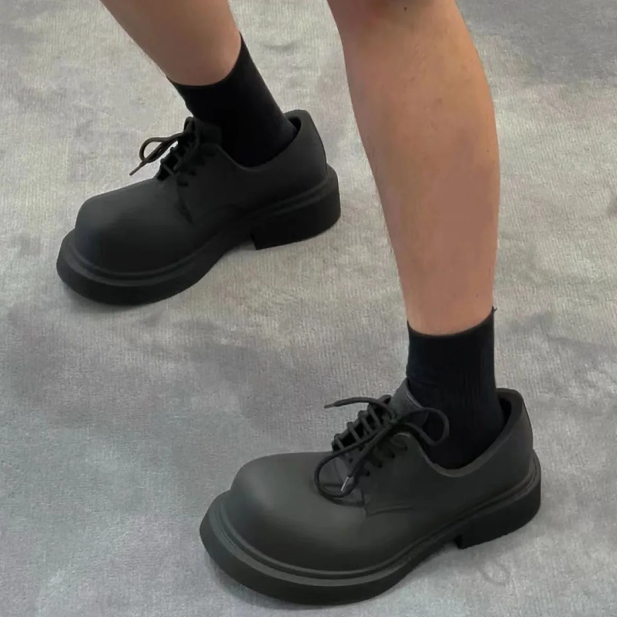 Platform Loafers for Men and Women Big Round Toe Chunky Loafers Women Shoes Lace Up Comfort Casual Fashion Business Work Shoes 3