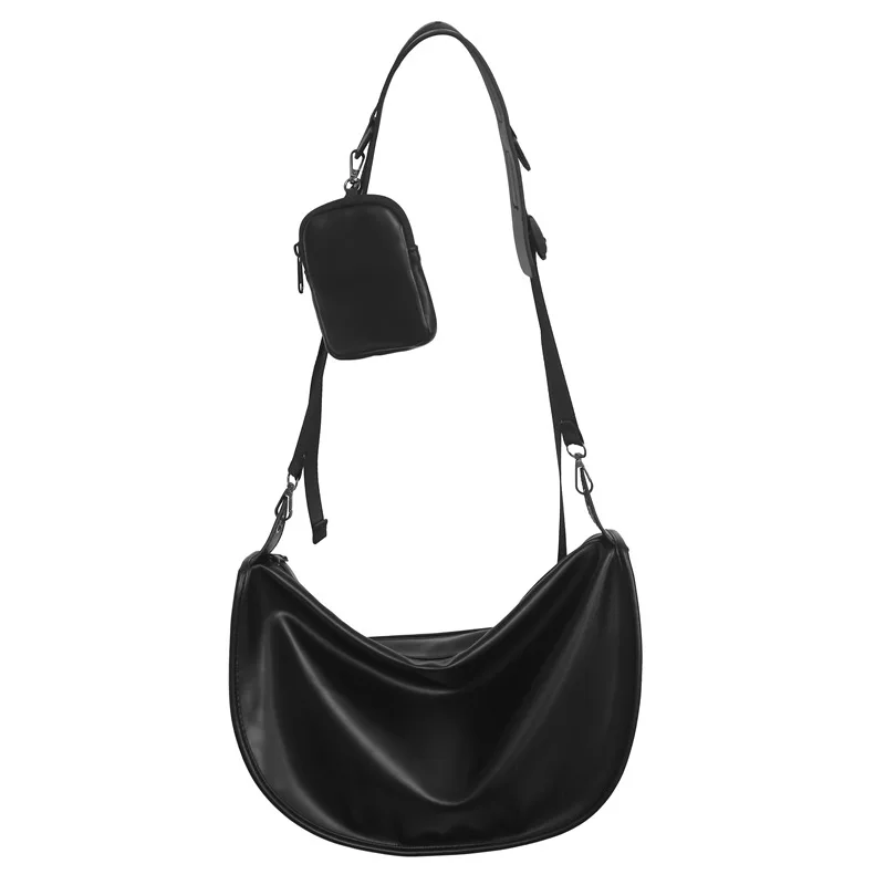 Composite Bag Single Shoulder and Crossbody Unisex Trendy Design Casual Simple Large Capacity Storage Bag PU Material All-match