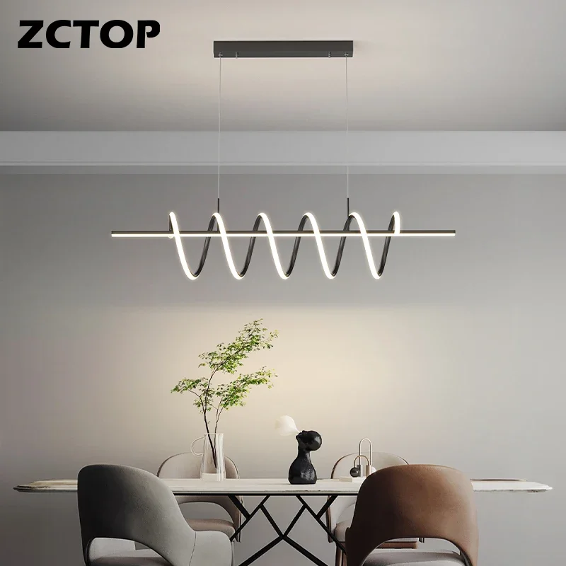 

100CM 120CM Modern LED Pendant Light Minimalist Black/White Hanging Lamp For Dining Living Room Kitchen Bar Lighting Lustre 110V