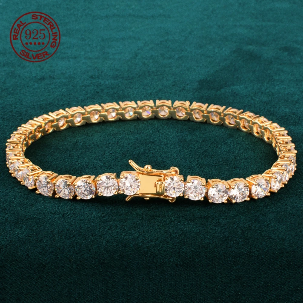 D VVS1 Moissanite Bracelet Full Diamond S925 Sterling Silver For Women Men Hip-hop Punk Jewellery Exquisite Gift