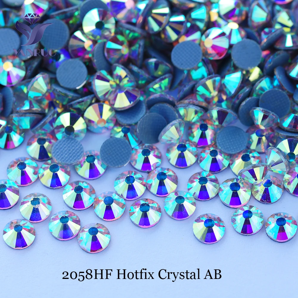 YANRUO 2058HF SS4-SS50 Kristall AB HotFix Strass FlatBack Strass Thermische Klebstoff Hot Fix Kristall Steine Für Kleidung