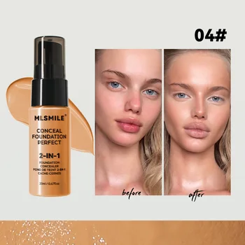 MLSMILE 6 color Powder Foundation long-Lasting Waterproof, Moisturing Sweat resistant and easy to open Oil-control concealer 6