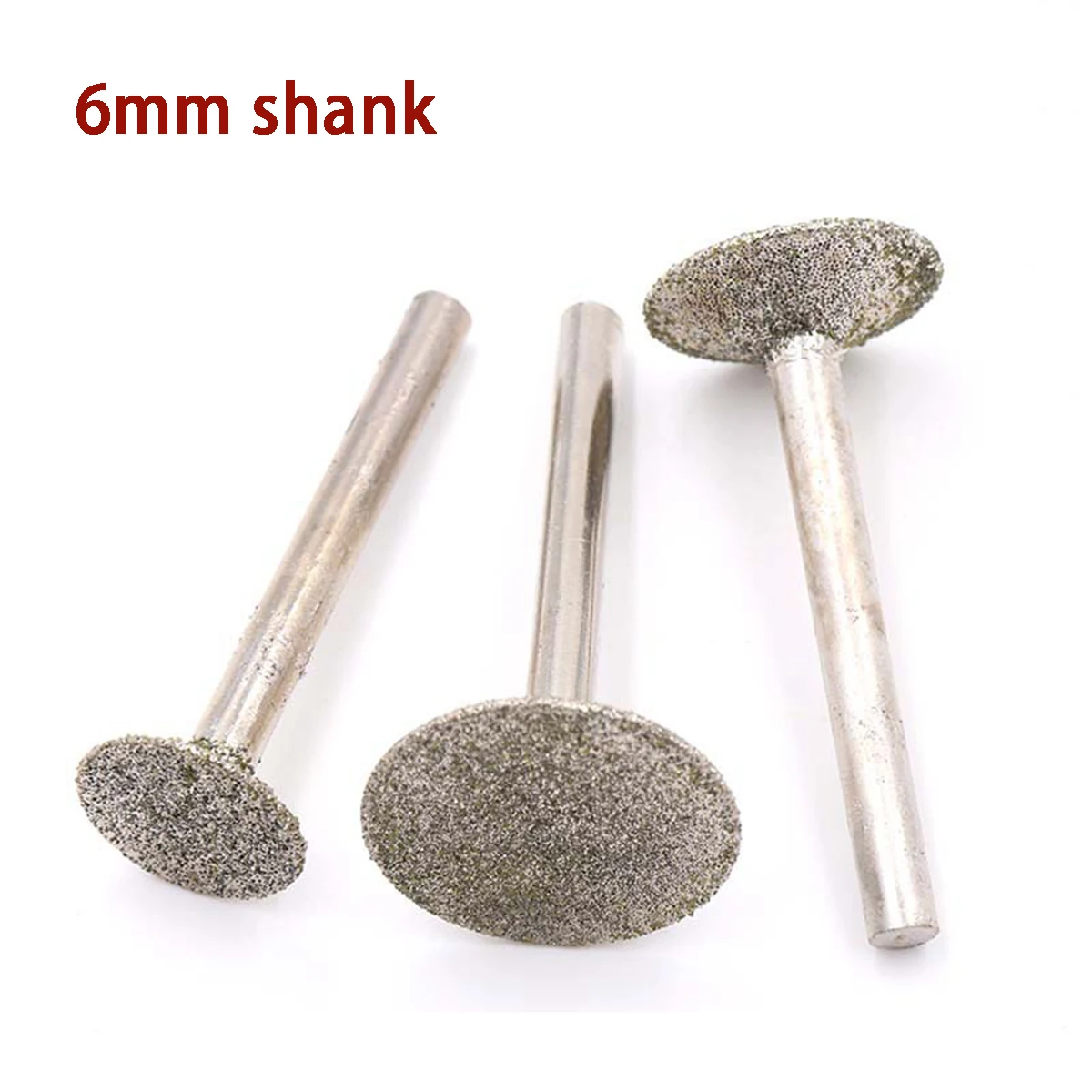 

1pcs 6mm Shank Nail Heads Diamond Grinding Head Burr Polishing Abrasive Tools For Stone Jade Peeling Carving 6mm - 30mm Diameter