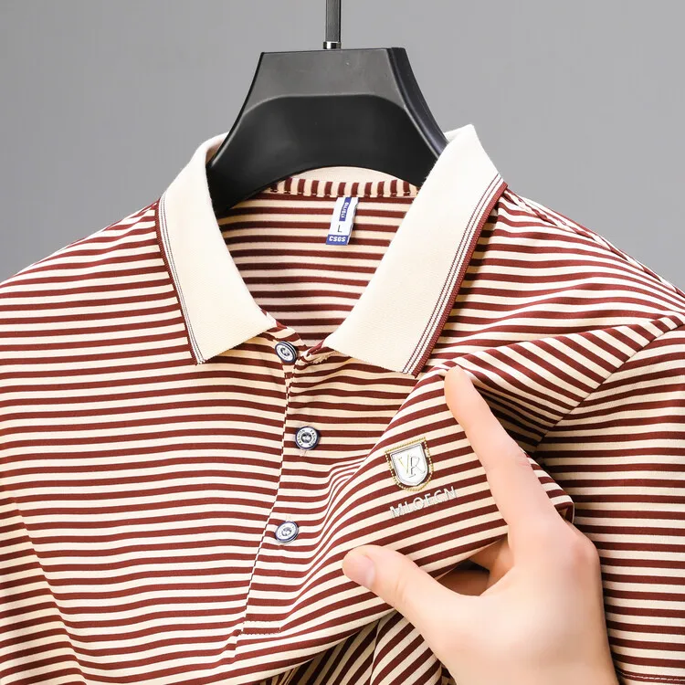 

Мужская футболка-поло с коротким рукавом, в полоску