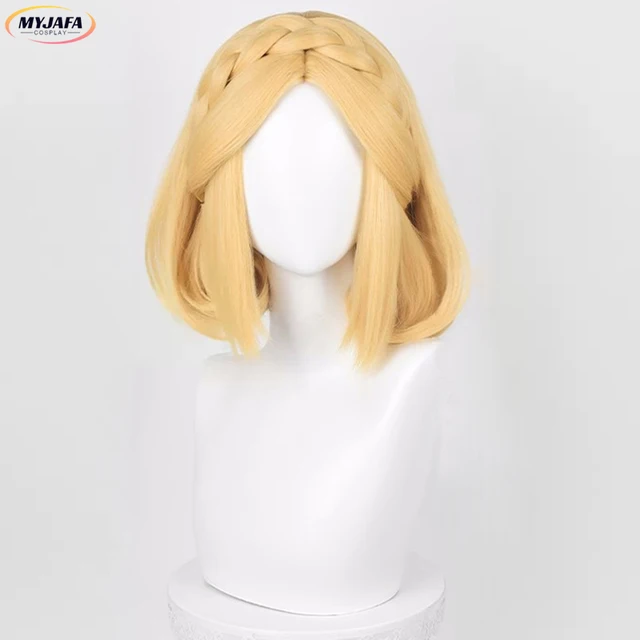 ゼルダ-コスプレウィッグ,ウィッグ,ゴールドイエロー,耐熱性,合成皮革 