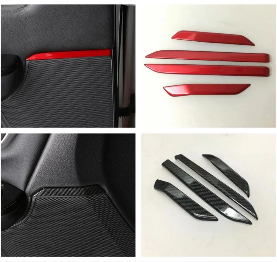

Аксессуары для салона автомобиля Honda CR-V CRV 2017-2020, Красный/углеродное волокно, боковая дверь, динамик, звуковое украшение, полоса, отделка