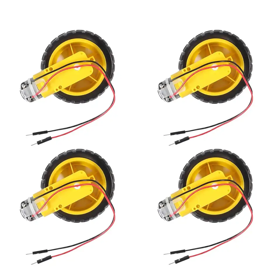 4 Sets TT Motor DC 3-6V Gearbox Motor Dual Shaft 200RPM Ratio 1:48 Motor with Tire Wheel Kit for Arduino DIY Smart Car Robot image 1