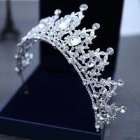 Wedding Hair Tiara Crystal Bridal Tiara Crown Silver Color Diadem Veil Tiaras Wedding Hair Accessories Headpieces Head Jewelry 4