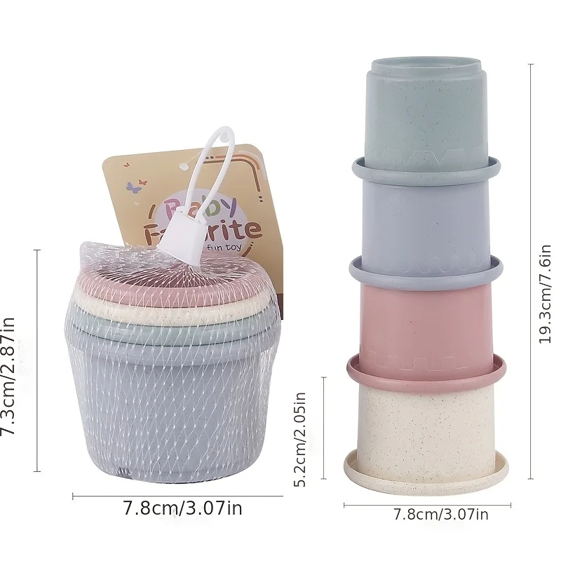 4pc Small Animal Stacking Cup Toy for Rabbits Hamsters Guinea Pigs,Hide Treat Dispenser,Nest Building Playset,Small Pet Supplies
