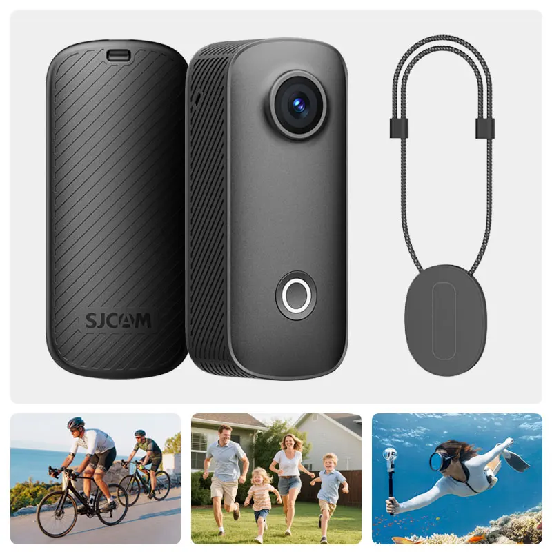 SJCAM C100 Pro Thumb Action Camera 4K/30fps Stable Wireless Connection Mini Camera for Cycling Vlogging Daily Recording