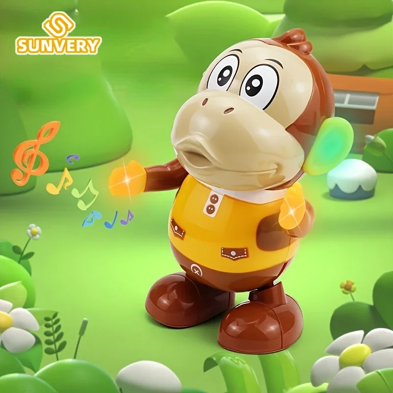 Baby Interactive Dancing Monkey Toy Music Lighted Cartoon Robot for Children Swinging Walking Toys Christmas Gift for Toddlers 3