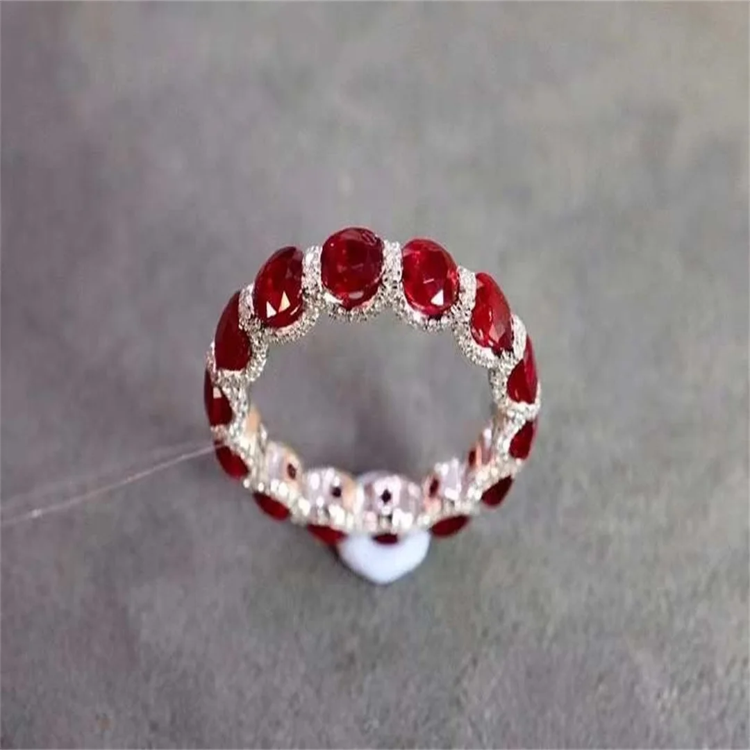 

Natural Burmese Ruby 925 Sterling Silver Simple Generous Crystal Clear Ladies Ring Luxury Christmas gift Free shipping boutique