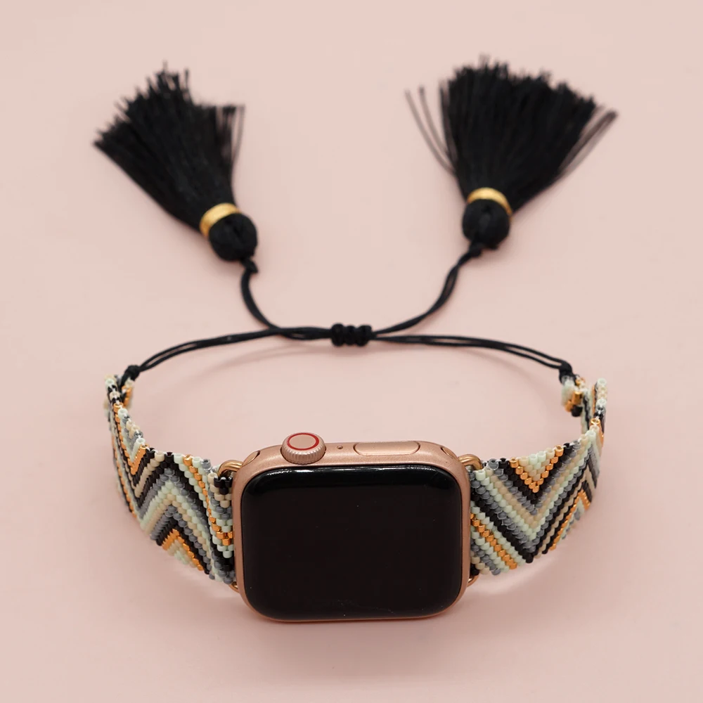 

Go2boho новый в Miyuki бисера ручной работы плетеная кисточка Мода для Apple Watch Band