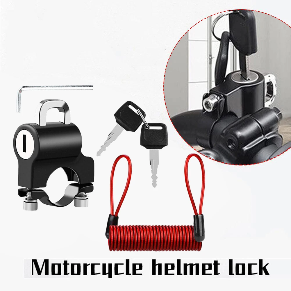 

Motorbike Motorcycle Handlebar Lock Helmet Lock Motorcycle Parts Accessories Motorcycle Helmet Lock With Rope 5×4.5cm
