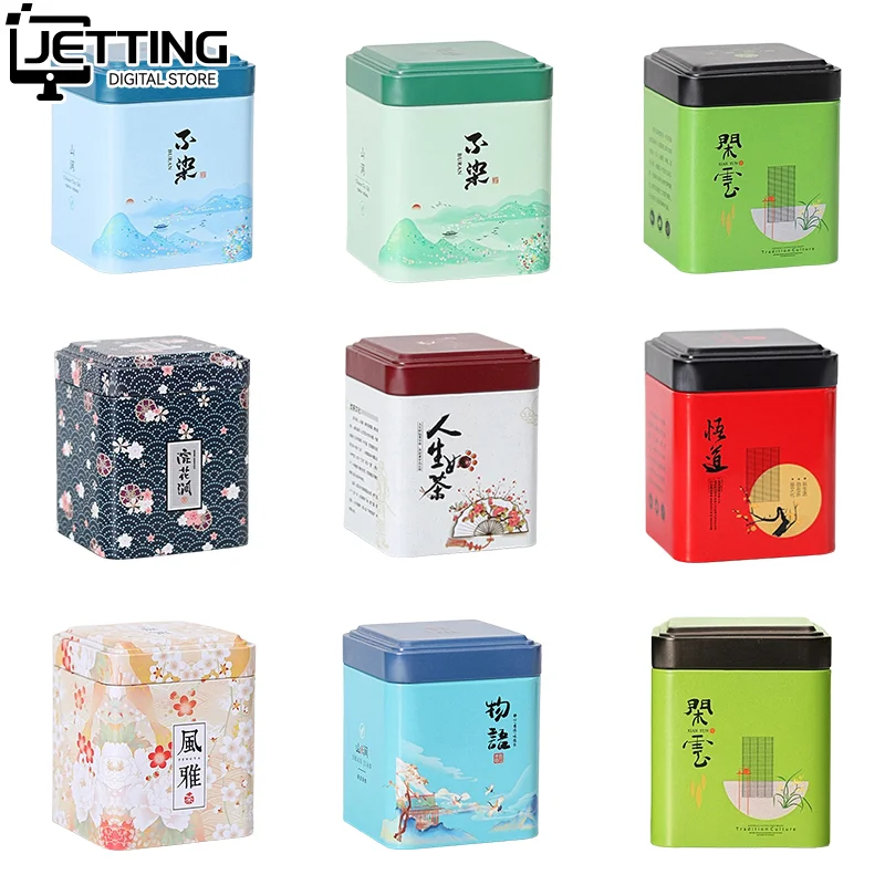 Tea Sealed Box Kitchen Storage Container Jar Tin Square Can Candy Iron Canister Vintage Tea Box Universal Cans Tinplate
