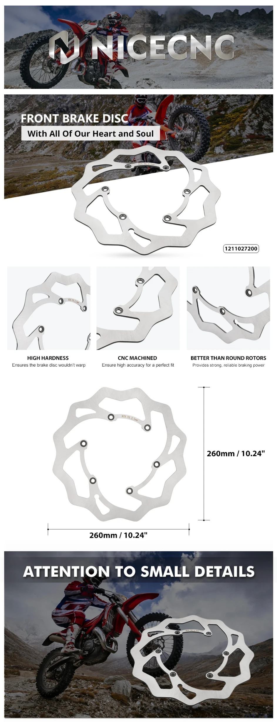 Für Beta 2013-2024 RR300 Xtrainer 300 260/240 MM Vorne Hinten Bremsscheibe Rotor RR 125 RR 250 RR 350 RR 390 RR 430 RR 450 RR 498 – Detail 1