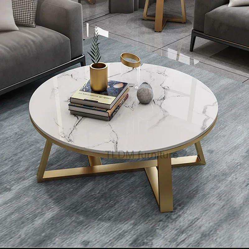 Light Luxury Nordic Coffee Tables Round Small Apartment Bar Club Side Table Simple Aesthetic Unique Muebles Office Furniture balcony small table and chair light luxury chair coffee table combination outdoor leisure suit rattan chair three piece set