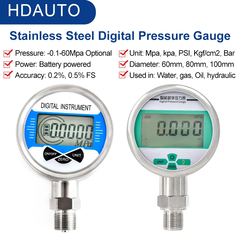 BatteryPoweredStainlessSteelIntelligentDigitalDisplayPressure