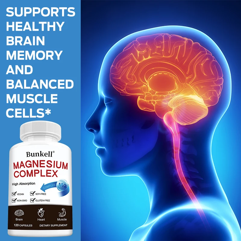 Triple Magnesium Complex - Improve Sleep Quality, Increase Energy, Boost Digestive System, and Improve Immunity, 120 Capsules