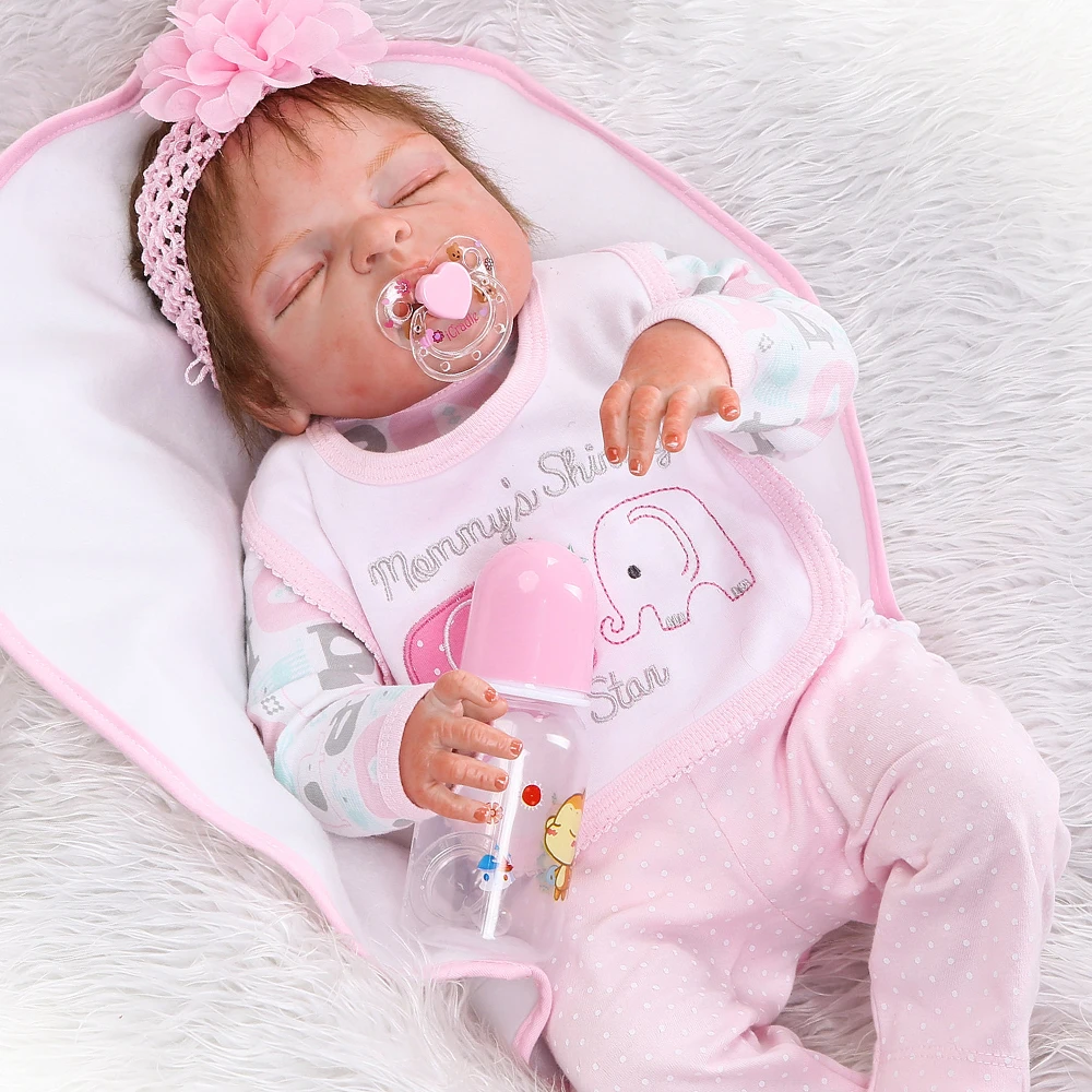 

48CM Premie Baby Full Body Silicone Vinyl Doll Toddler Girl Detailed Painting Skin Anatomically Correct Bath Toy Dolls