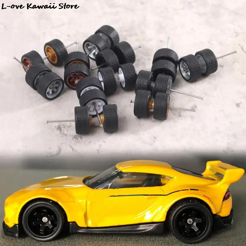 

1/64 Model Car Wheels For Hotwheels With Rubber Tires Basic ABS Modified Parts Racing Vehicle Toys Tomica MiniGT