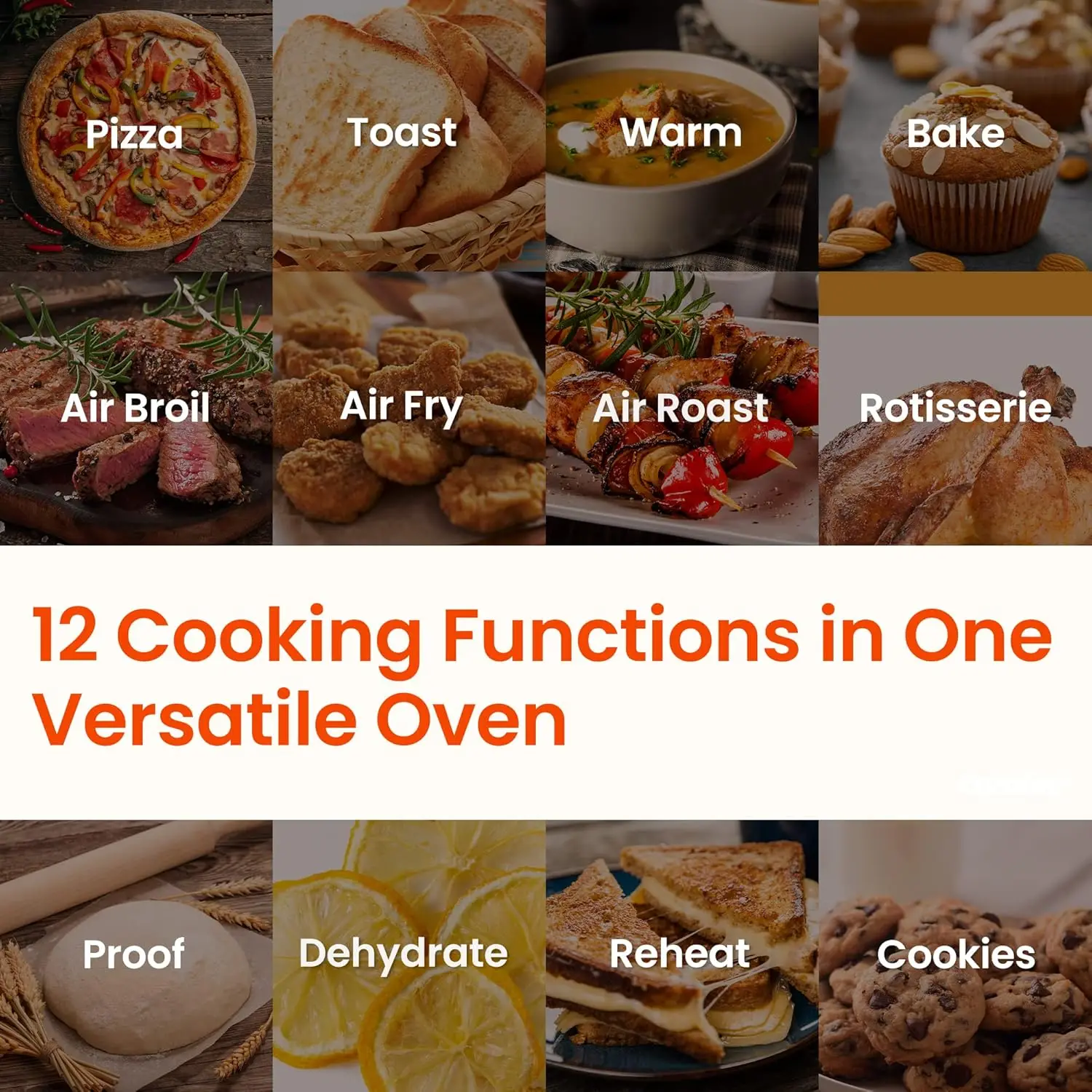 COMFEE' 12-in-1 Toaster Oven Air Fryer Combo with Rotisserie 26.4QT 6 Slice Toast 12' Pizza Double Layer Countertop Convection 2