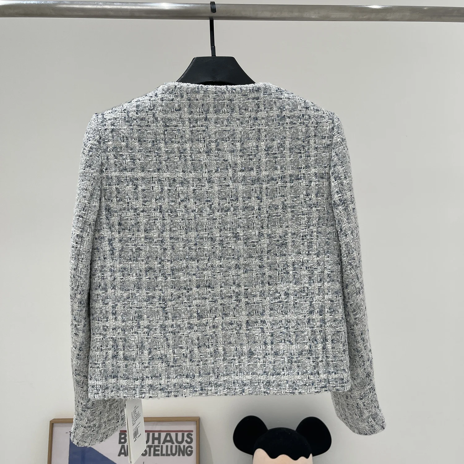 High Quality Autumn Winter Gray Tweed Jacket for Women 2023  Vintage Plaid Coat Chaquetas Para Mujeres Korean Jaqueta Feminina