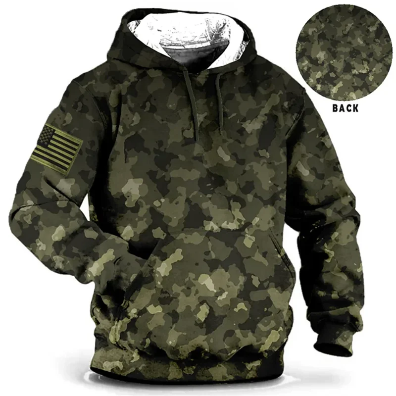 

2024 New Camouflage Print Hoodie For Men American Graphic Oversized Pullovers Male Military Casual Streetwear Hoodies Sweatshirt