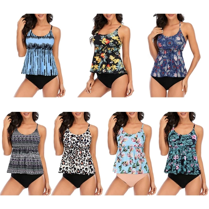 

Спортивные купальники танкини для женщин из 2 предметов с шортами и майками, топы, купальные костюмы, танкини, пляжная одежда