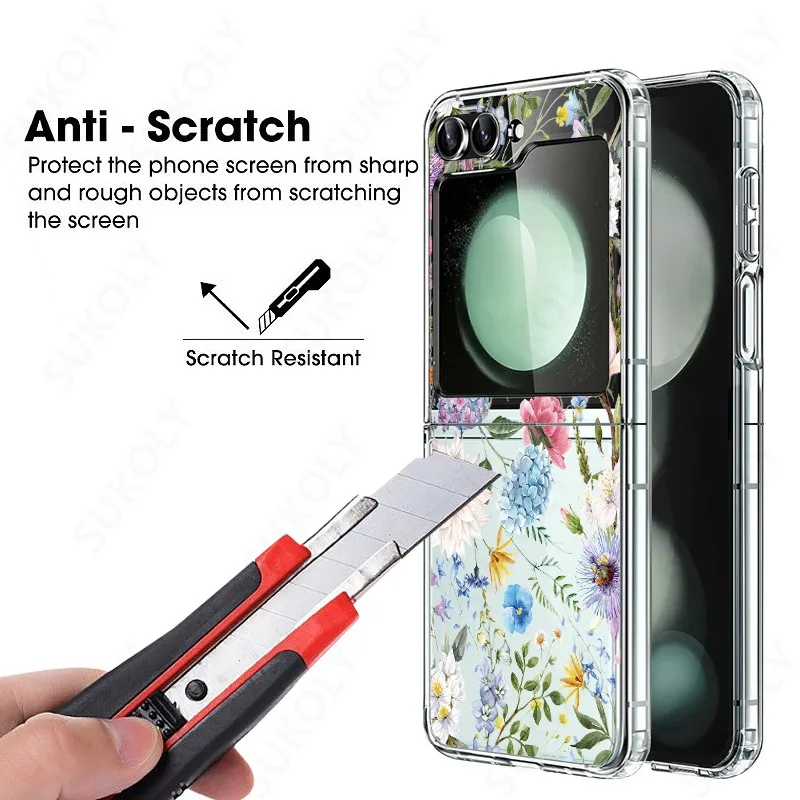 Flower Pattern Shockproof Transparent Folding Phone Case