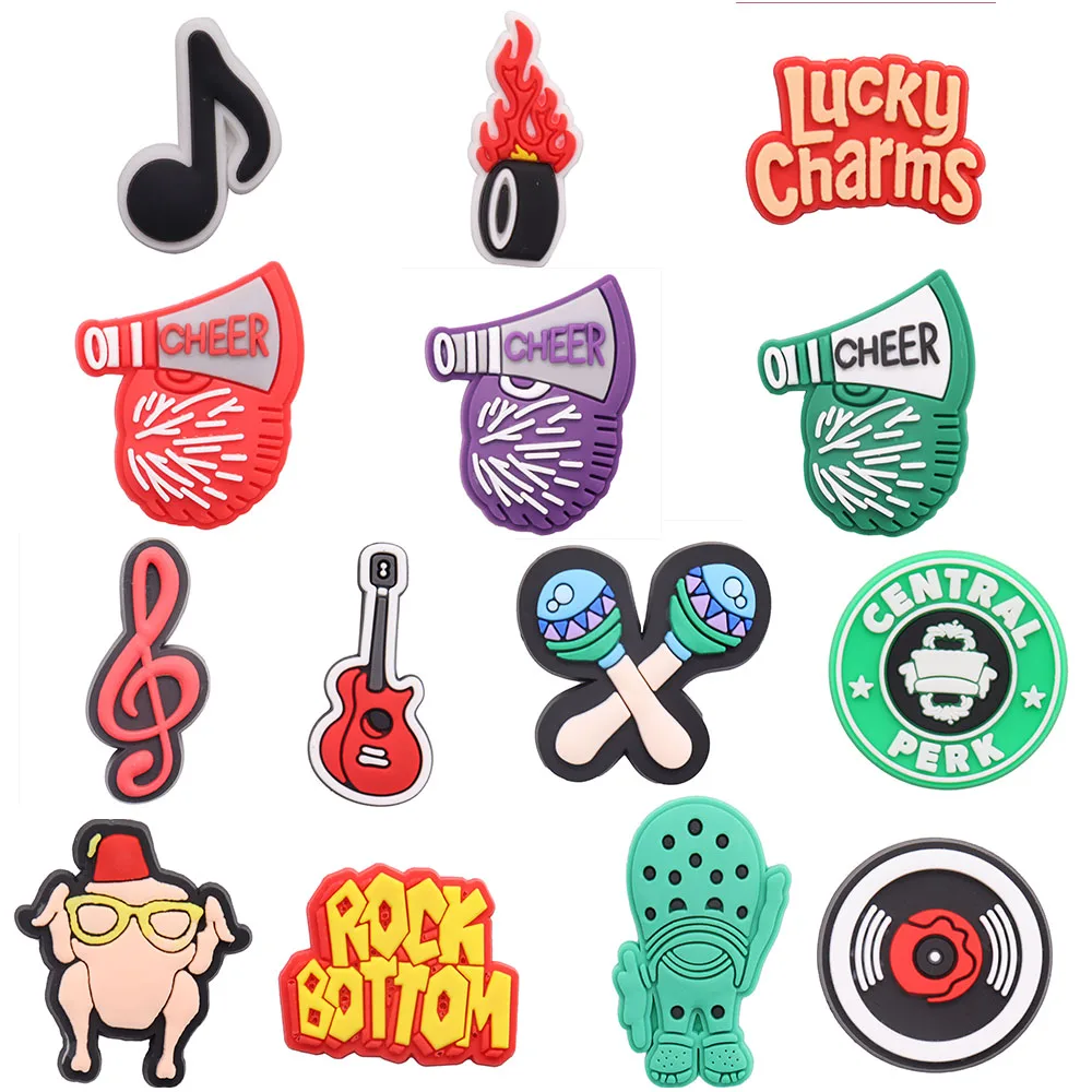 1-14pcs-musical-note-guitar-lucky-charms-cheer-pvc-sandals-shoes-buckle