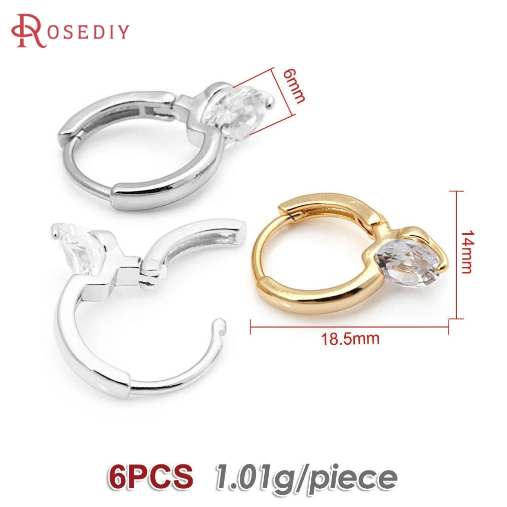 Elegant Zircon-Embellished 18K Gold Color Brass Loop Earring Hooks