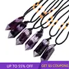 Purple Natural Banded Chevron Dream Amethyst Quartz Crystal Point Wand Pendant Pendulum Reiki Healing Chakra Stone Necklace Gift 1