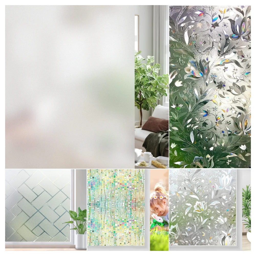 100-200CM 3D Decorative Window Glass Static Privacy Film (non-sticky)