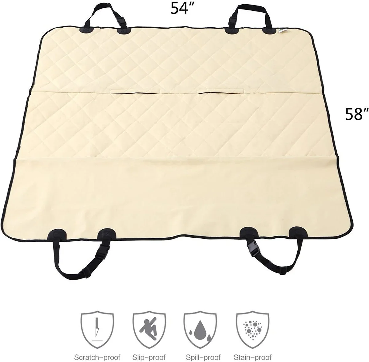 Luxury Beige Pet Dog Car Seat Cover for Back Waterproof Protector