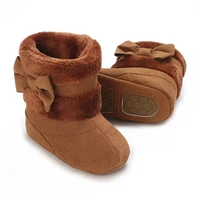 Winter Rubber Sole Baby Girls Boots Cute Bow Warm Plush Pom Snow Shoes Warm Baby Walking Shoes for Toddler Infant First Walkers 4